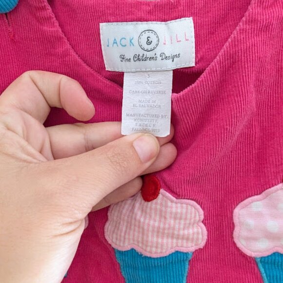 Little Girls 2 Piece Outfit Set Pink Corduroy Pants and Jumper Cupcakes Size 5 - Picture 7 of 7